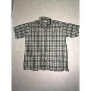 Columbia Sportswear Men's Plaid Blue/Tan Short Sleeve Button Down Size XXL